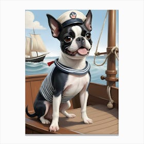Boston Terrier Sailor-Reimagined 10 Canvas Print