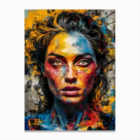 Girl With Paint On Her Face Canvas Print