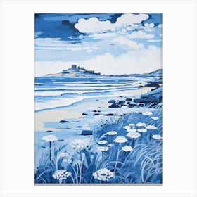 Bamburgh Beach Northumberland Printmaking 3 Canvas Print