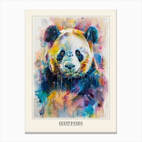 Giant Panda Colourful Watercolour 3 Poster Canvas Print