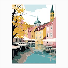 Turku, Finland, Flat Pastels Tones Illustration 2 Canvas Print