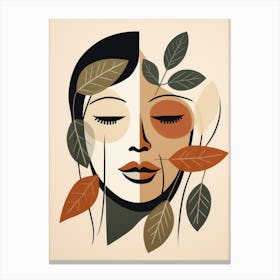 Woman With Leaves On Her Face Canvas Print