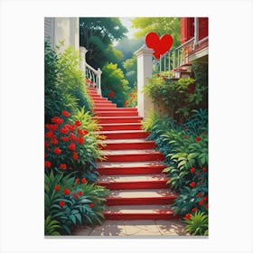 Colorful Stairway With Heart (9) Canvas Print