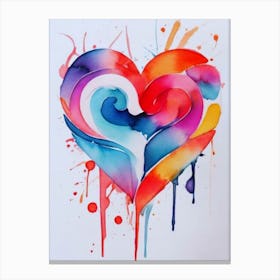 Watercolor Heart Painting Canvas Print