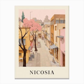 Nicosia Cyprus 2 Vintage Pink Travel Illustration Poster Canvas Print