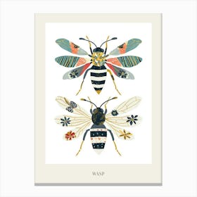 Colourful Insect Illustration Wasp 6 Poster Canvas Print