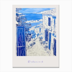 Dubrovnik Croatia 2 Mediterranean Blue Drawing Poster Canvas Print