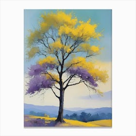 Painting Of A Tree, Yellow, Purple (21) Canvas Print