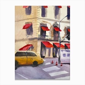 Yellow Cab In Paris Canvas Print