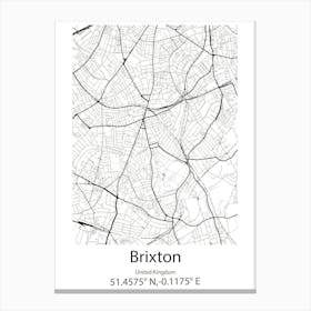 Brixton,United Kingdom Minimalist Map Stampe su tela