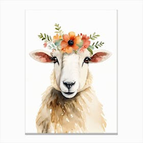 Baby Blacknose Sheep Flower Crown Bowties Animal Nursery Wall Art Print (22) Canvas Print