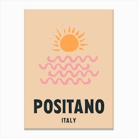 Positano, Italy, Graphic Style Poster 4 Canvas Print