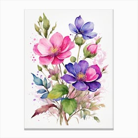 Ai Generated Watercolor Flowers Canvas Print