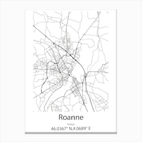 Roanne,France Minimalist Map Canvas Print