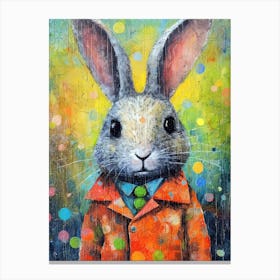 Cute Rabbit In Polka Dots Canvas Print