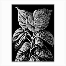 Peppermint Leaf Linocut 1 Canvas Print