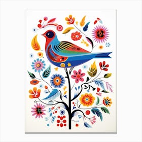 Scandinavian Bird Illustration Finch 2 Canvas Print