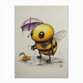 Bee With Umbrella 3 Canvas Print