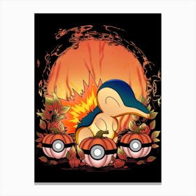 Cyndaquil Spooky Night - Pokemon Halloween Canvas Print