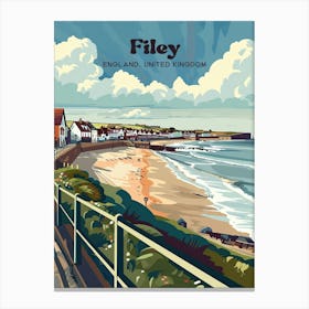 Filey England Scandi Travel Art Illustration Lienzo