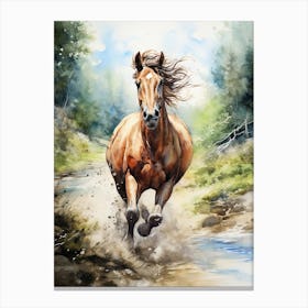 A Horse Painting In The Style Of Watercolor Painting 4 Canvas Print