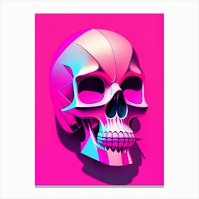 Skull With Abstract Elements 1 Pink Pop Art Canvas Print
