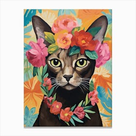 Burmese Cat With A Flower Crown Painting Matisse Style 4 Canvas Print