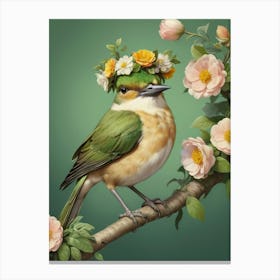 Bird In A Flower Crown Canvas Print