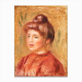 Bust Of Woman In Red, Pierre Auguste Renoir Canvas Print