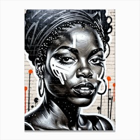 Vintage Graffiti Mural Of Beautiful Black Woman 165 Canvas Print