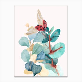 Ladybug On Eucalyptus Canvas Print