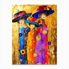 Three Women In Hats Canvas Print