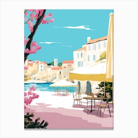 Antibes, France, Flat Pastels Tones Illustration 4 Canvas Print