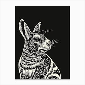 Chinchilla Blockprint Rabbit Illustration 5 Canvas Print