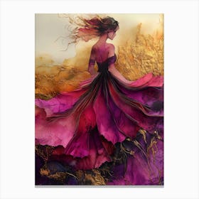 Girl In A Purple Dress Canvas Print