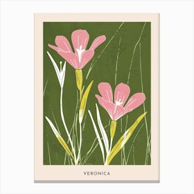 Pink & Green Veronica 3 Flower Poster Canvas Print