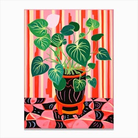 Pink And Red Plant Illustration Peperomia 2 Canvas Print