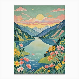 Sunset By The Lake Canvas Print