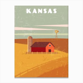 Kansas, USA — Retro travel minimalist poster Canvas Print
