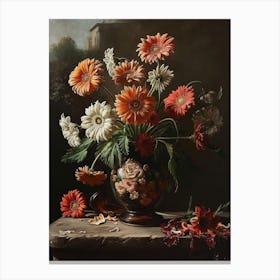 Baroque Floral Still Life Gerbera Daisy 4 Canvas Print
