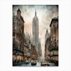 New York City Vintage Painting (22) Canvas Print