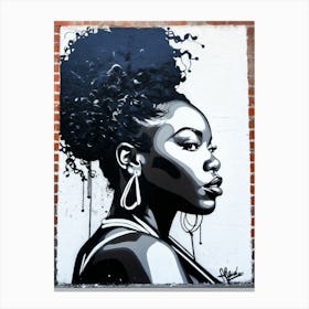 Graffiti Mural Of Beautiful Black Woman 56 Canvas Print