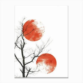 Tree With Red Circles 1 Canvas Print