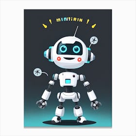 Dreamshaper V7 A Happy Small Robot With Left Arm Raised Vector 2 Canvas Print