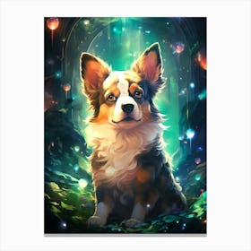 Corgi In The Forest Canvas Print