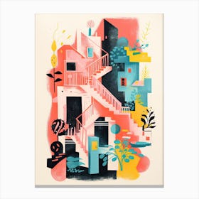 A House In Rome, Abstract Risograph Style 2 Canvas Print