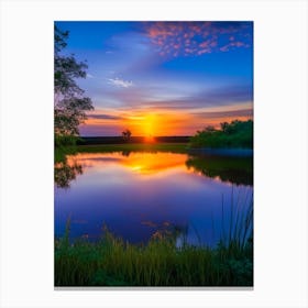 Sunset Over Pond Waterscape Photography 1 Canvas Print