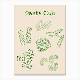 Pasta Club Poster Green Canvas Print