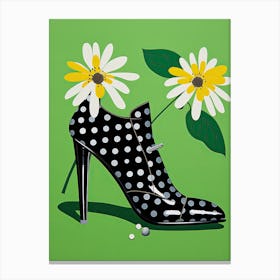 Polka Dots And Daisies Canvas Print