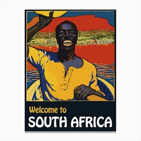 Welcome To South Africa, Happy Man On A Boat Canvas Print